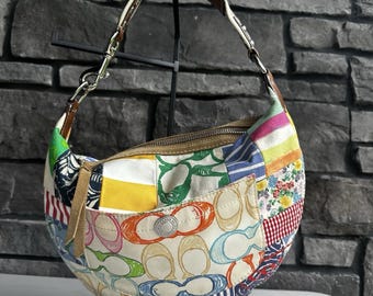 Coach SOHO Vintage Multicolor Patchwork Jacquard C's Logo