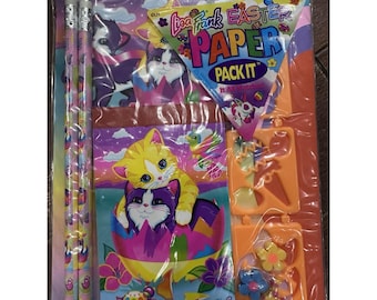 RARE New Vintage Lisa Frank Easter Kitty Cat Paper Pack-It Stationary Set NEW