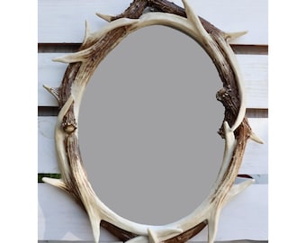 Support mural ovale rond pour bois de cerf de chasseurs rustiques de l'ouest de 28 po., décor de miroir mural ovale