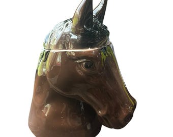 Tone World 1999 Vintage Brown Horse Head Equine Ranch Farm Ceramic Cookie Jar
