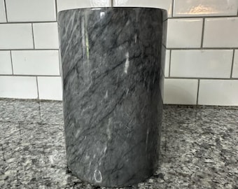Vintage 70s Heavy Gray Marble Utensil Crock Holder Kitchen Wine Chiller Cooler