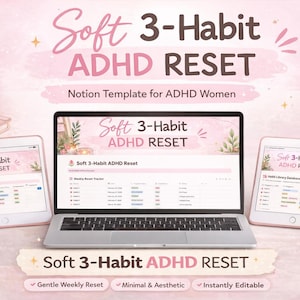 Mall för ADHD-begrepp – Mjukt veckovis återställningssystem med 3 vanor (digital nedladdning)