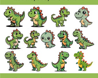 Jurassic Dinosaur Clipart Bundle, Dinosaur SVG PNG EPS, Jurassic Paper T Rex png, Great for Dinosaur birthday, shirts design, stickers