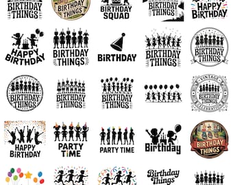 Birthday Things Svg Png Bundle, Happy Birthday PNG Clipart Bundle, Happy Birthday SVG plotter, Birthday Tee Design, Things Birthday
