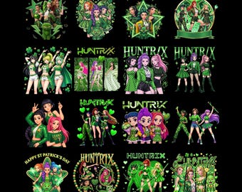 KPop St Patrick's Day PNG Bundle,Patrick's Day Saja Girls Png, Kpop Demon Hunter Png, Kpop Huntrix Png, Huntrix St Patrick's Day Png Design