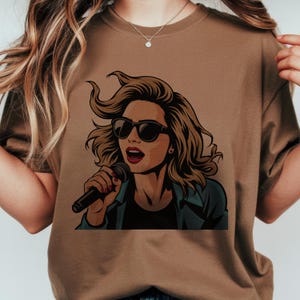 Cartoon Pop Singer Girl Clipart Bundle, Stylish Female Music Icon PNG SVG EPS, Concert Poses Illustration Pack, Retro swifty tshirt graphic image 5