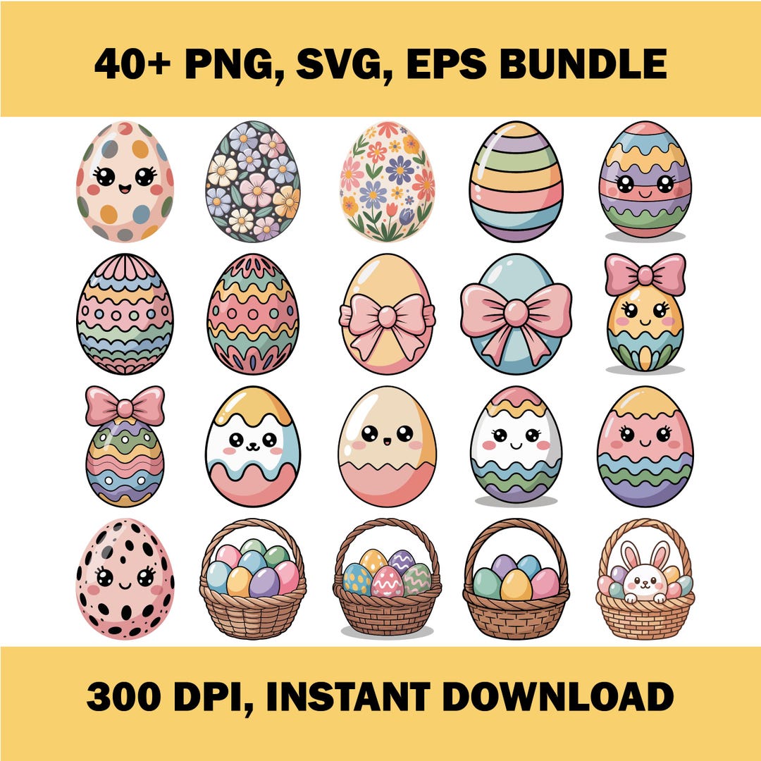 Easter Eggs SVG PNG EPS Clipart Bundle, Easter Clipart, Eggs Clipart ...