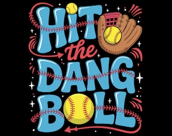 Preppy Softball PNG, Hit The Dang Ball PNG, Home Run Png, Swing Batter Batter Png, Sports Png, Stripes Png, Trendy Png, Game Day Png