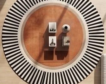 Tappeto rotondo in lana trapuntato a mano, moderno cerchio geometrico in terracotta, tappeto per soggiorno in stile metà secolo