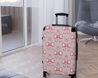 Rosa rosettmönster resväska | Söt resväska, flickigt rosetttryck