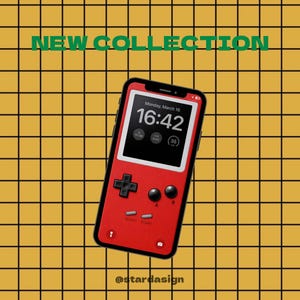 レトロな携帯ゲーム機の壁紙 | 90年代ピクセルゲーム機のスマホ背景 | レッドバージョン