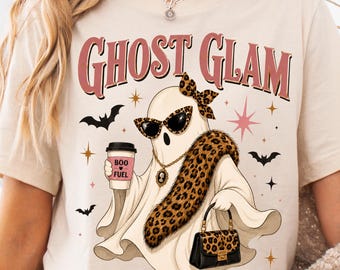 Fantasma Glamoroso PNG, Download Digital de Fantasma Chique para o Halloween, Design de Camiseta Fantasma Fashion, PNG de Sublimação Assustadoramente Fofo para Mulheres