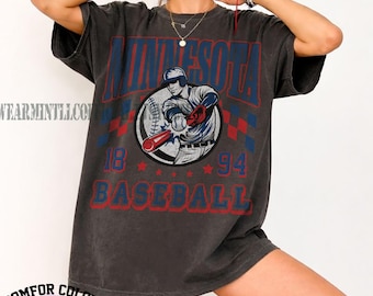 Minnesota Baseball Vintage-Shirt, Retro Game Day Comfort Colors T-Shirt, gewaschener übergroßer Sweatshirt Hoodie