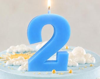 Sky Blue Number Birthday Candle – Plain 3.25 Inch Tall Cake Topper - Baby Blue