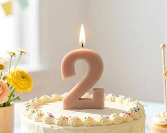 Brown Number Birthday Candle – Neutral Number Candle - Party Decor