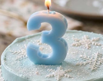 Light Blue Number Birthday Candle – Plain 3.25 Inch Tall Cake Topper - Baby Blue