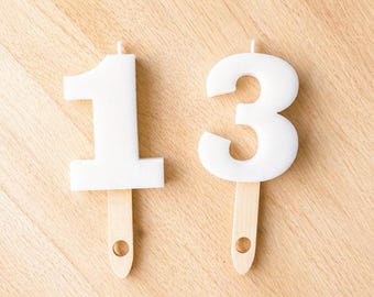 White Number Birthday Candle – Plain 3.25 Inch Tall Cake Topper