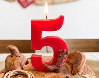 Cowboy Boot Birthday Number Candle