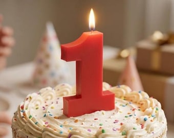 Red Number Birthday Candle – Plain 3.25 Inch Tall Cake Topper