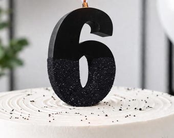Black Glitter Number Birthday Candle – (3.25 Inch)