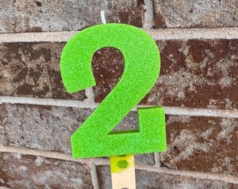 Green Glitter Candle - Number Birthday Candle – 3.25 Inch Tall Cake Candle