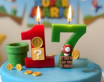 Retro Video Game Number Birthday Candle – Plain 3.25 Inch Tall Cake Topper
