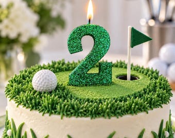 Green Glitter Candle - Number Birthday Candle – 3.25 Inch Tall Cake Candle