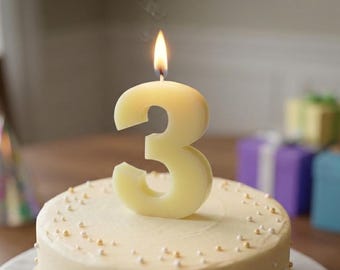 Light Pastel Yellow Number Birthday Candle – Plain 3.25 Inch Tall Cake Topper