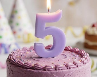 Pastel Lavender Number Birthday Candle – Plain 3.25 Inch Tall Cake Topper