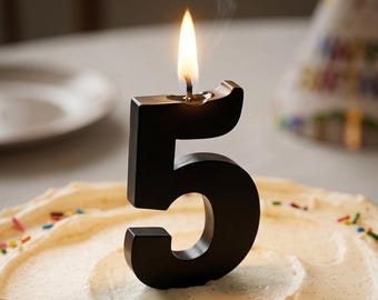 Black Number Birthday Candle – Plain 3.25 Inch Tall Cake Candle