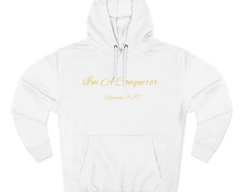 I'm A Conqueror Hoodie, Inspirational Sweatshirt, Gift for Her, Workout Apparel, Trendy Casual Wear, Cozy Everyday Hoodie, Faith-Based