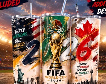 FIFA World Cup 2026 Tumbler Wrap PNG Bundle | 20oz Skinny Tumbler Sublimation Design | USA Mexico Canada Football Cup Digital Download