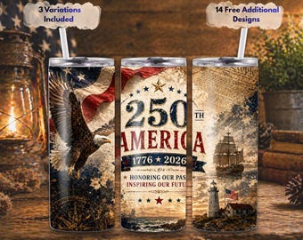 USA 250th Anniversary Tumbler Wrap – Rustic Americana Eagle Design (Digital Download)
