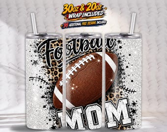 Football Mom Tumbler Wrap PNG, 20oz Skinny Sublimatie, Football Mom Life, Naadloos Tumbler Design, Game Day Gift