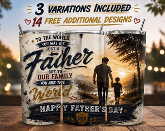 Father’s Day Tumbler Wrap PNG Bundle | 20oz Skinny Tumbler Sublimation Design | Dad Quote Tumbler | Father & Son Digital Download