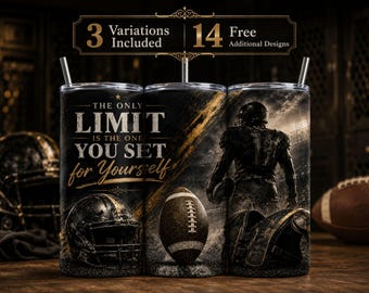 Football Motivation 20oz Tumbler Wrap PNG | Football Player Sublimation Design | Sports Tumbler Wrap |  Digital Download