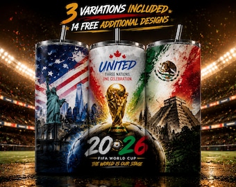 World Cup 2026 Digital Tumbler Wrap | FIFA Soccer PNG Sublimation | USA–Canada–Mexico Football Design | Instant Download