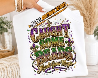 Caught Some Beads Mardi Gras PNG | Sublimation Design | Carnival Clipart | Digital Download | Mardi Gras Party PNG