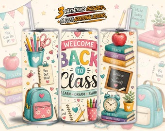 Teacher Tumbler Wrap PNG, Back To School Sublimation, Teacher Appreciation Gift, 20oz Skinny Tumbler Design, Digital Download