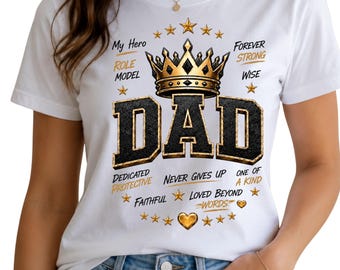 Dad PNG Design | Luxury Black Gold Crown Father's Day Sublimation (Digital Download)