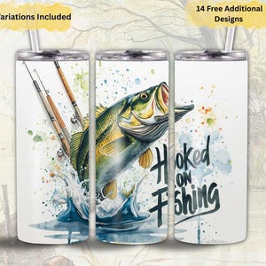 Hunting Fishing Farmin Tumbler Wrap, Bass Fly Fishing Sublimation Design (Digital Download)