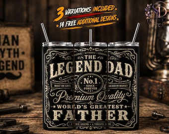 Legend Dad 20oz Tumbler Wrap PNG | Best Dad Ever Sublimation Design | Father's Day Tumbler Wrap | Men's Tumbler Digital Download