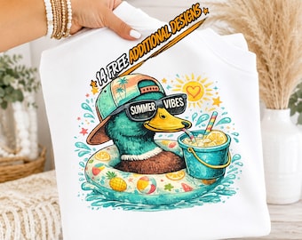 Summer Duck PNG | Summer Vibes Duck Sublimation | Cute Duck PNG | Beach Vacation Design | Trendy PNG | Digital Download