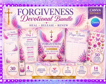 30 Day Forgiveness & Healing Devotional Printable | Christian Bible Study Journal, Prayer Tracker, Scripture Workbook