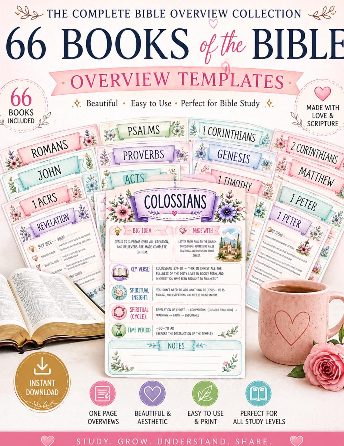 66 Books of the Bible Overview Printable | Study Bundle | Scripture ...