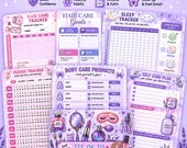 Self Care Journal Printable Planner Bundle, Wellness Tracker, Daily Weekly Monthly Pages, Mood Habit