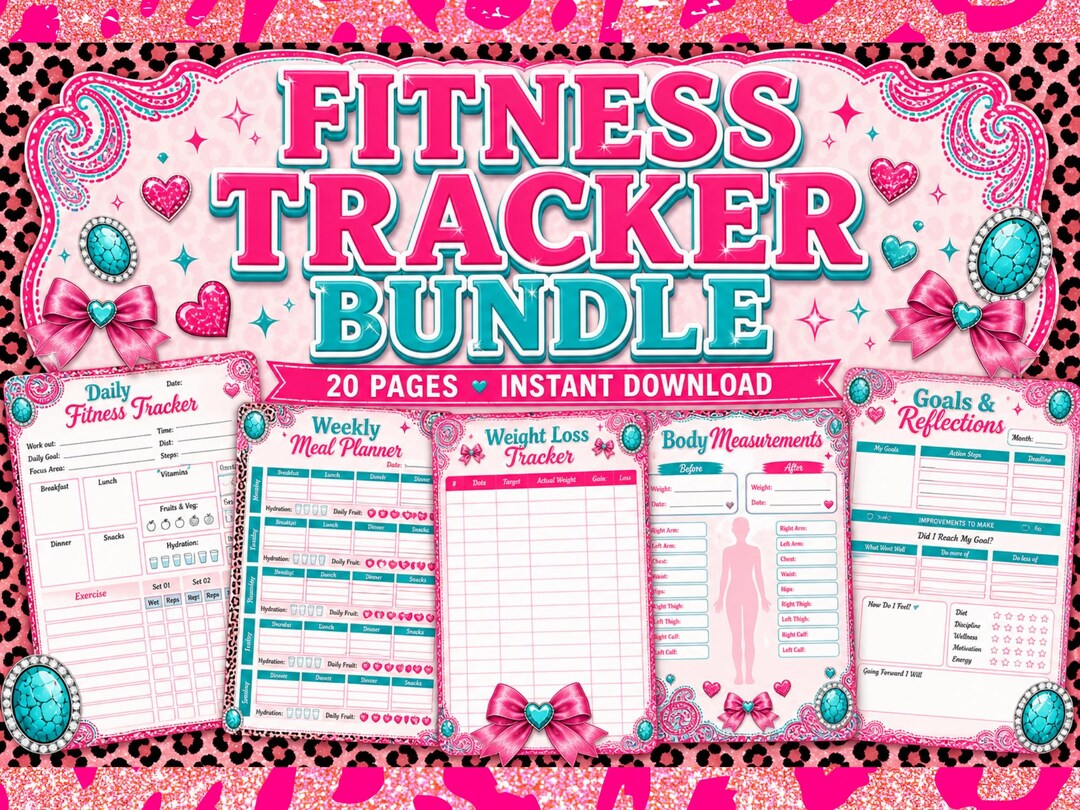 Fitness Planner Printable Bundle for Women | Workout Tracker, Weight ...
