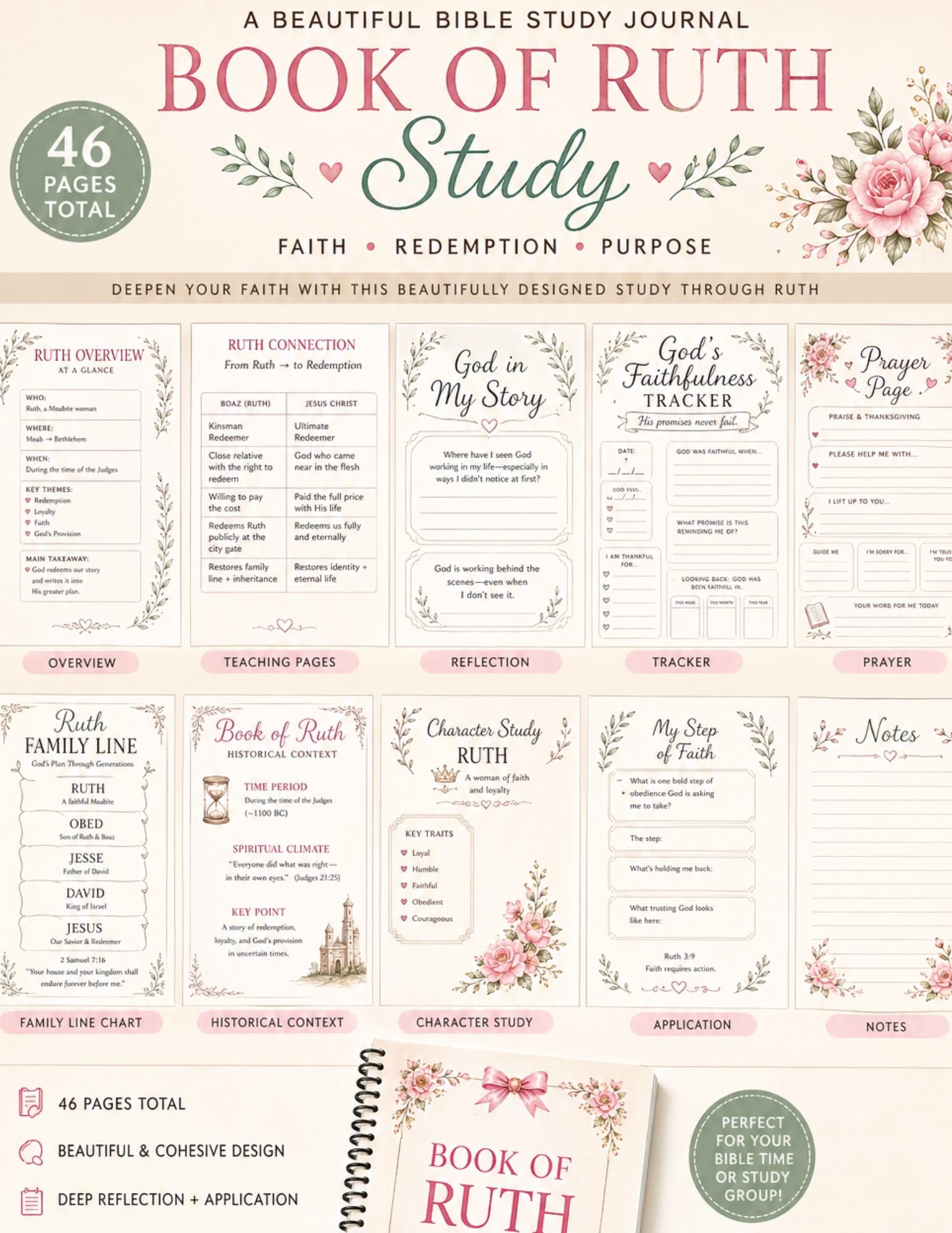 Ruth Bible Study 46-page Workbook Verse Map SOAP Study Devotional ...