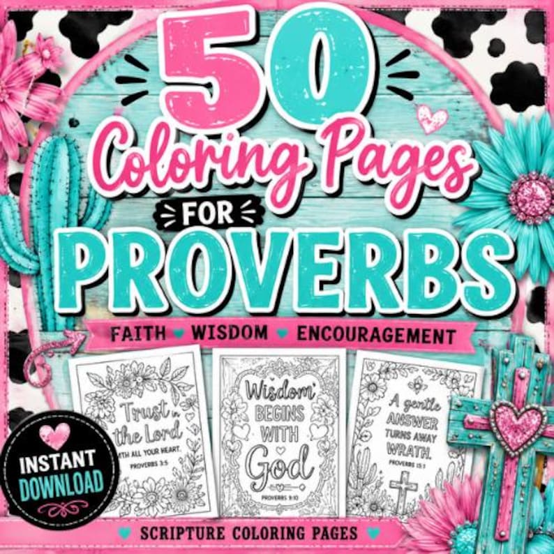 50 Proverbs Coloring Pages Printable PDF | Bible Verses for Women - Etsy