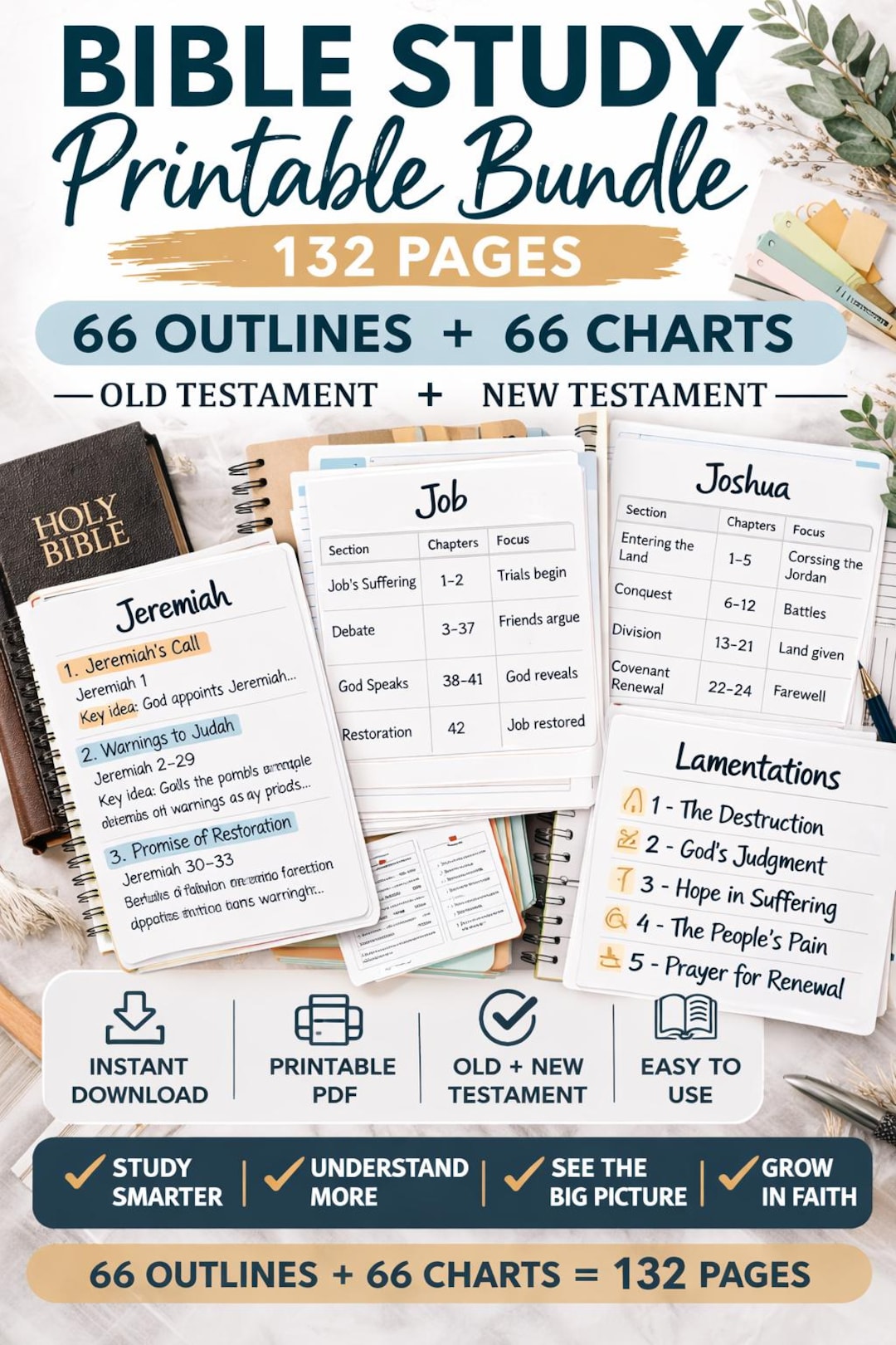 Books of the Bible Study Printable Bundle | 132 Pages | 66 Book ...